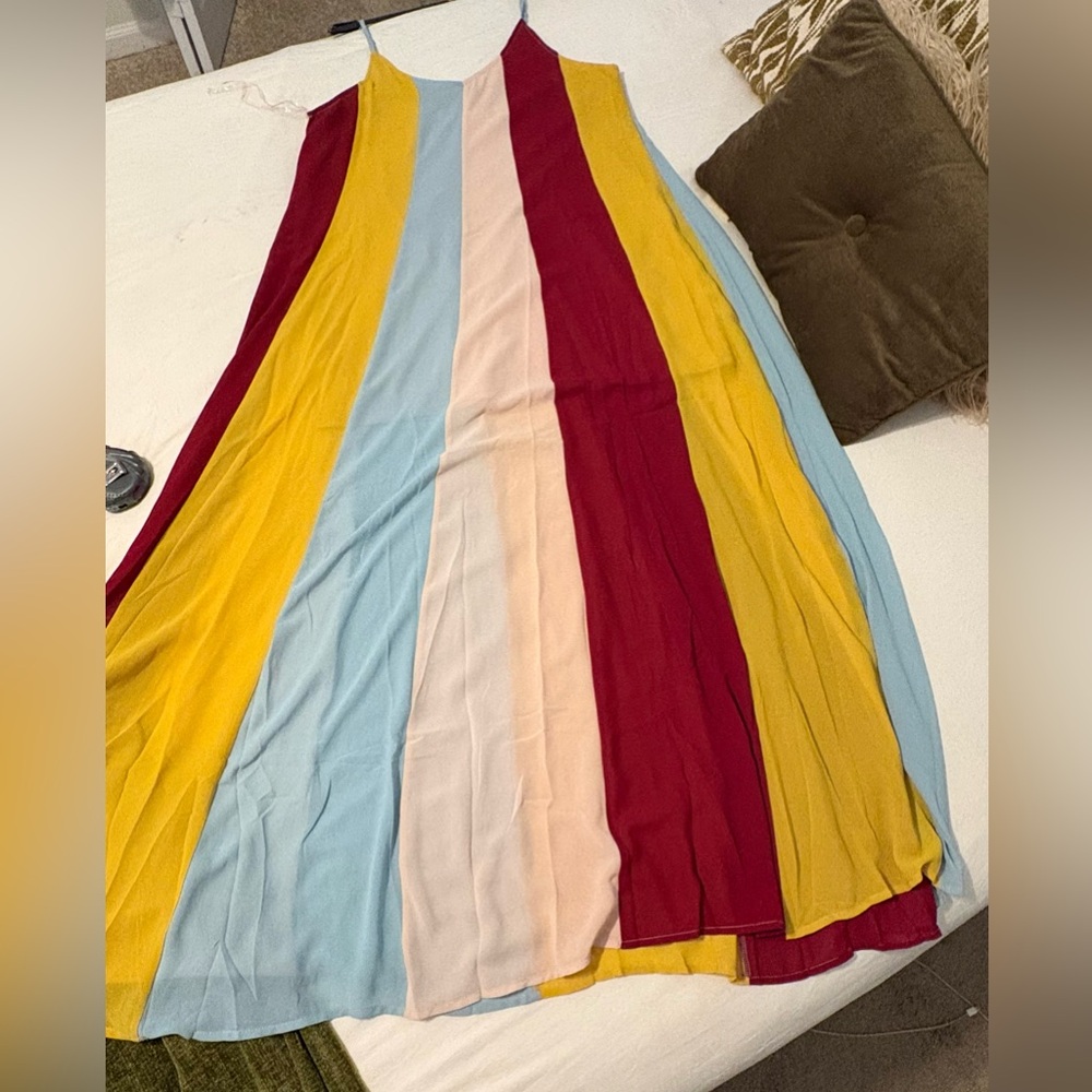 Color Block Maxi A-Line Dress lined Size M